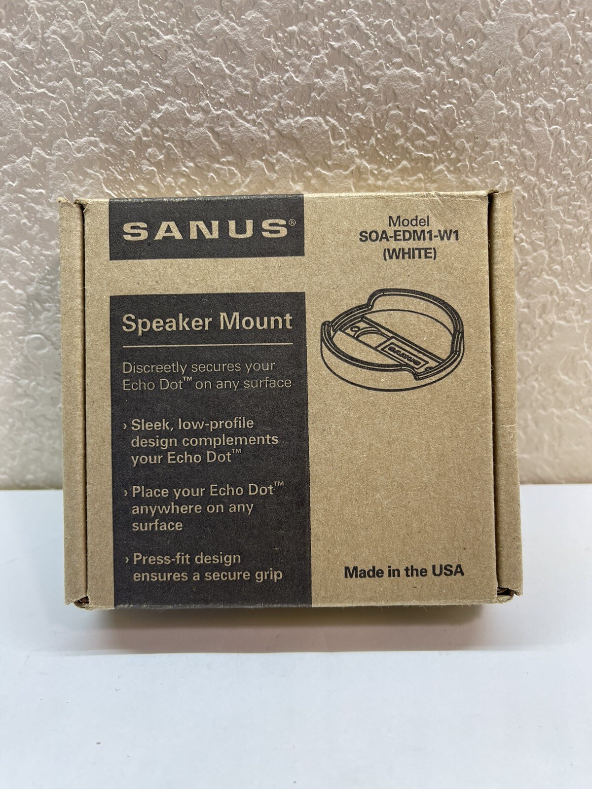 Sanus White SOA-EDM1-B1 Speaker Mount for Echo Dot with Sleek Design  