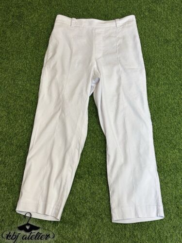 Vince Chino Pants Women Medium Cream Pull On Elastic Waist Linen Blend Designer