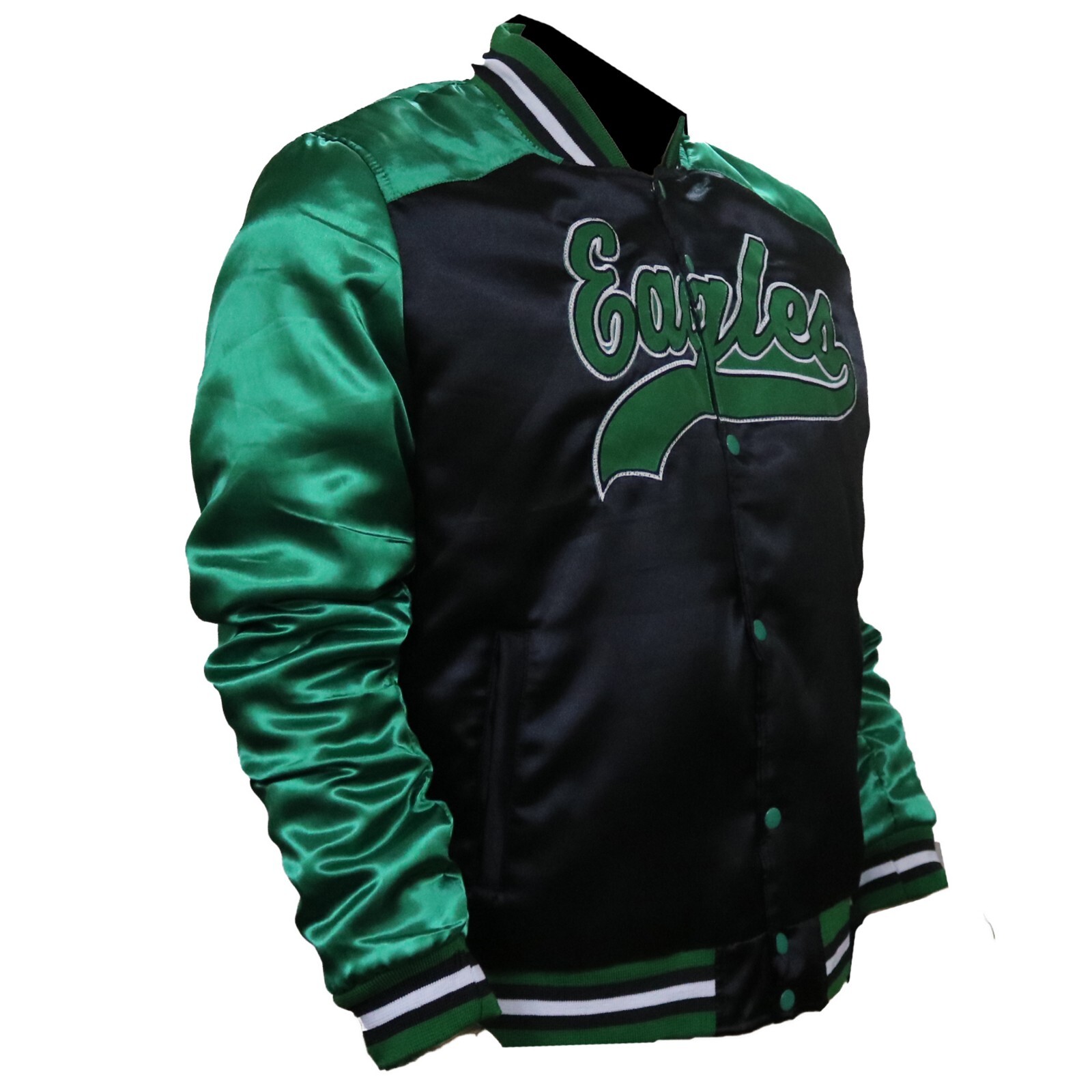 NFL Philadelphia Eagles Jacket Satin Bomber Style Full Snap Varsity Jackets eBay