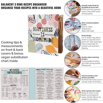 Custom Recipe Book With Waterproof Cover - 240 Page Blank Cookbook For Family Recipes