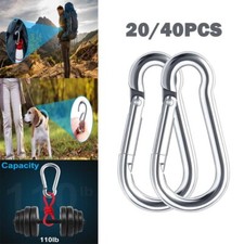 20/40Pcs Stainless Steel Carabiners Spring Snap Hooks Heavy Duty Keychain Clip