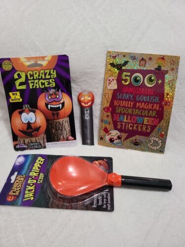 Bundle Halloween Pumpkin Faces , Pumpkin Carving Tool , stickers and Flash light - Picture 1 of 12