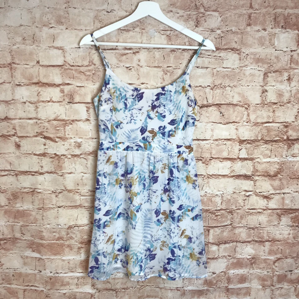 T by BETTINA LIANO Size S / 8 Dress Mini Blue White Summer Boho Festival - image 3 of 4