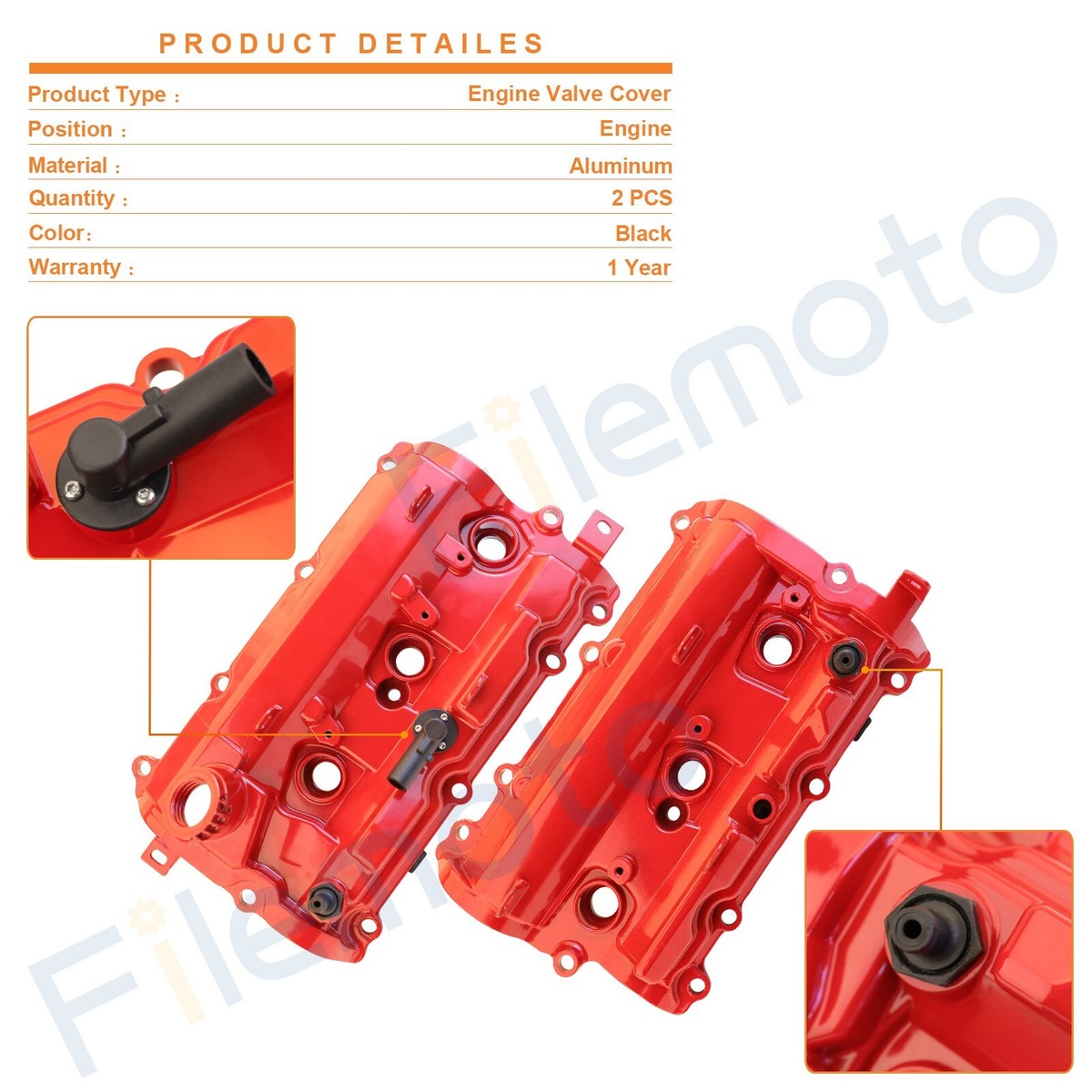 2PCS Aluminum Valve Cover for 09-20 370Z Infiniti 14-17 QX70 QX50