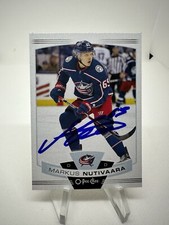 Markus Nutivaara Signed Autograph 2019-20 O-Pee-Chee Card #375 Blue Jackets