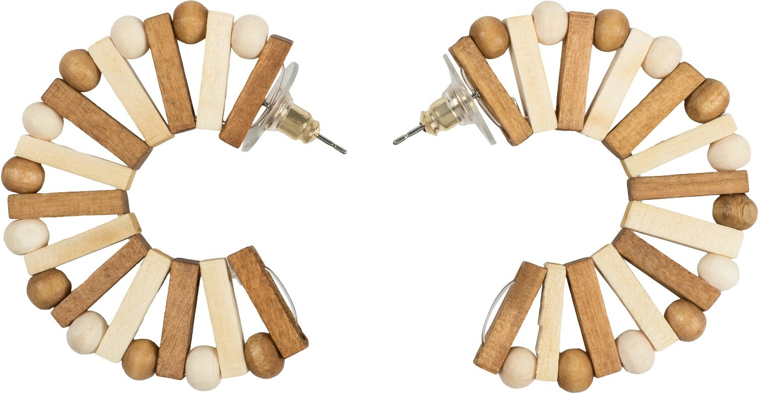 Pendientes de madera de las damas Pendientes de media perla Pendientes de perlas