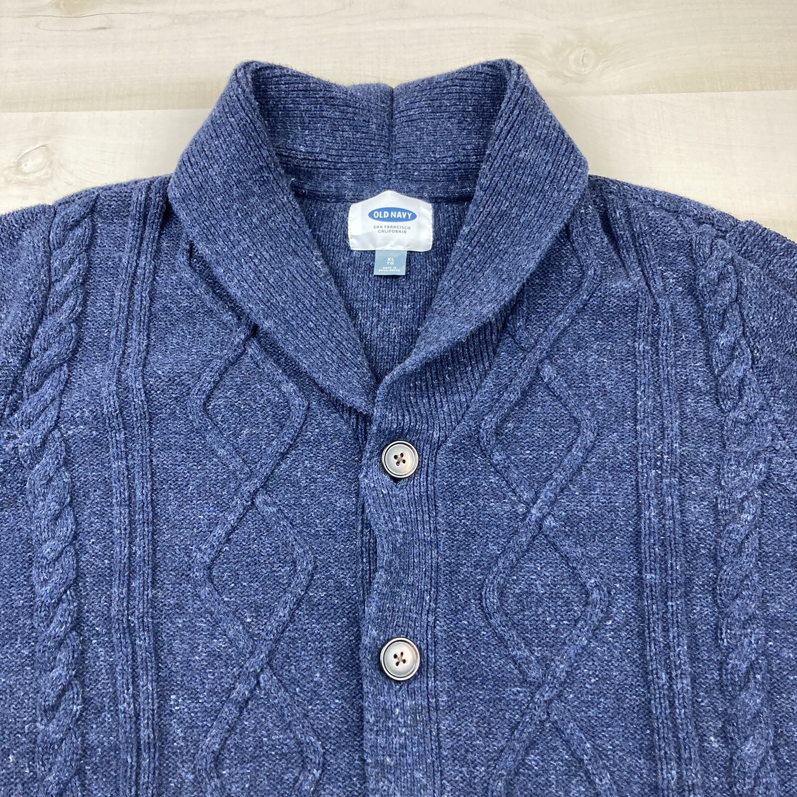 Old Navy Sweater Adult Extra Large Blue Cardigan Cable Knit Button Up Mens  * | eBay