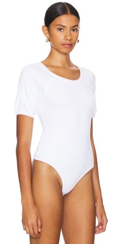 Free People Short Sleeve Gusset Snap Closure Bodysuit, White, Size S, NWT - Picture 4 of 6