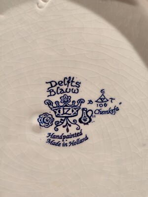 Grand Plat Décoratif Delfts Blauw – Signé, Hollande, Très Bon état