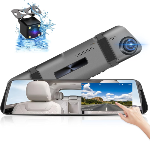 Mirror Dual Dash Cam, Dash Cam Rear and Front 1080P with 150° Wide Angle, Night - Picture 1 of 7