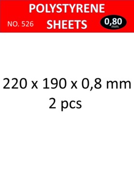 MW22 PLUSMODEL 526 POLYSTYRENE SHEETS 2X 220X190 X 0,8MM PLASTIK PLATTE