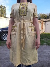 Ukrainian handmade women dress linen fabric modern vishivanka new