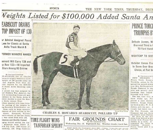 seabiscuit-draws-top-weight-of-130kg-santa-anita-handicap-december-16