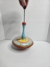 Vintage 1958 Tin Plastic Toy D.B.P. ang. Western Germany Push Spinning Clock