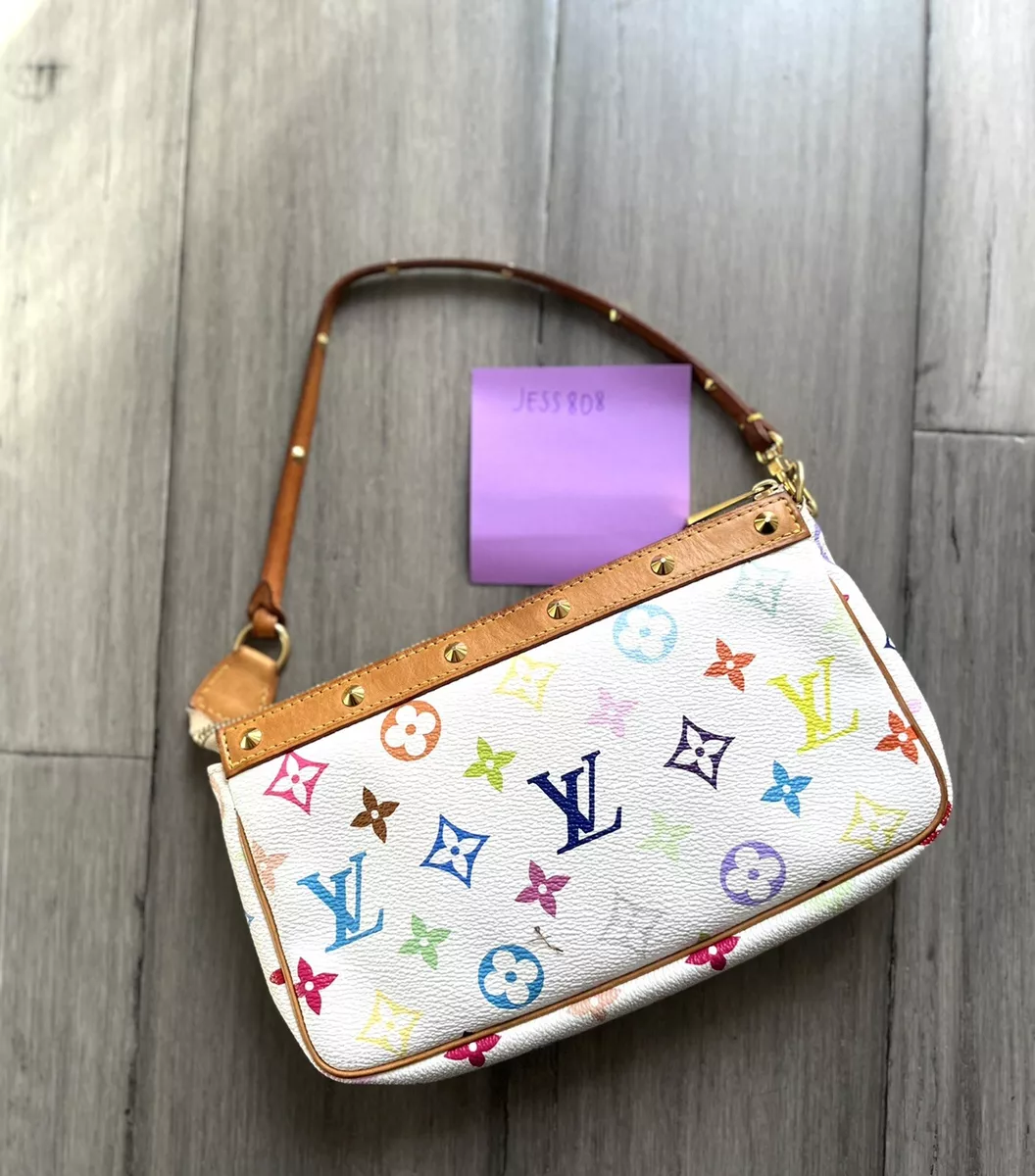 LOUIS VUITTON Monogram Multicolor Pochette Accessoires Pouch M92649 White  Bag