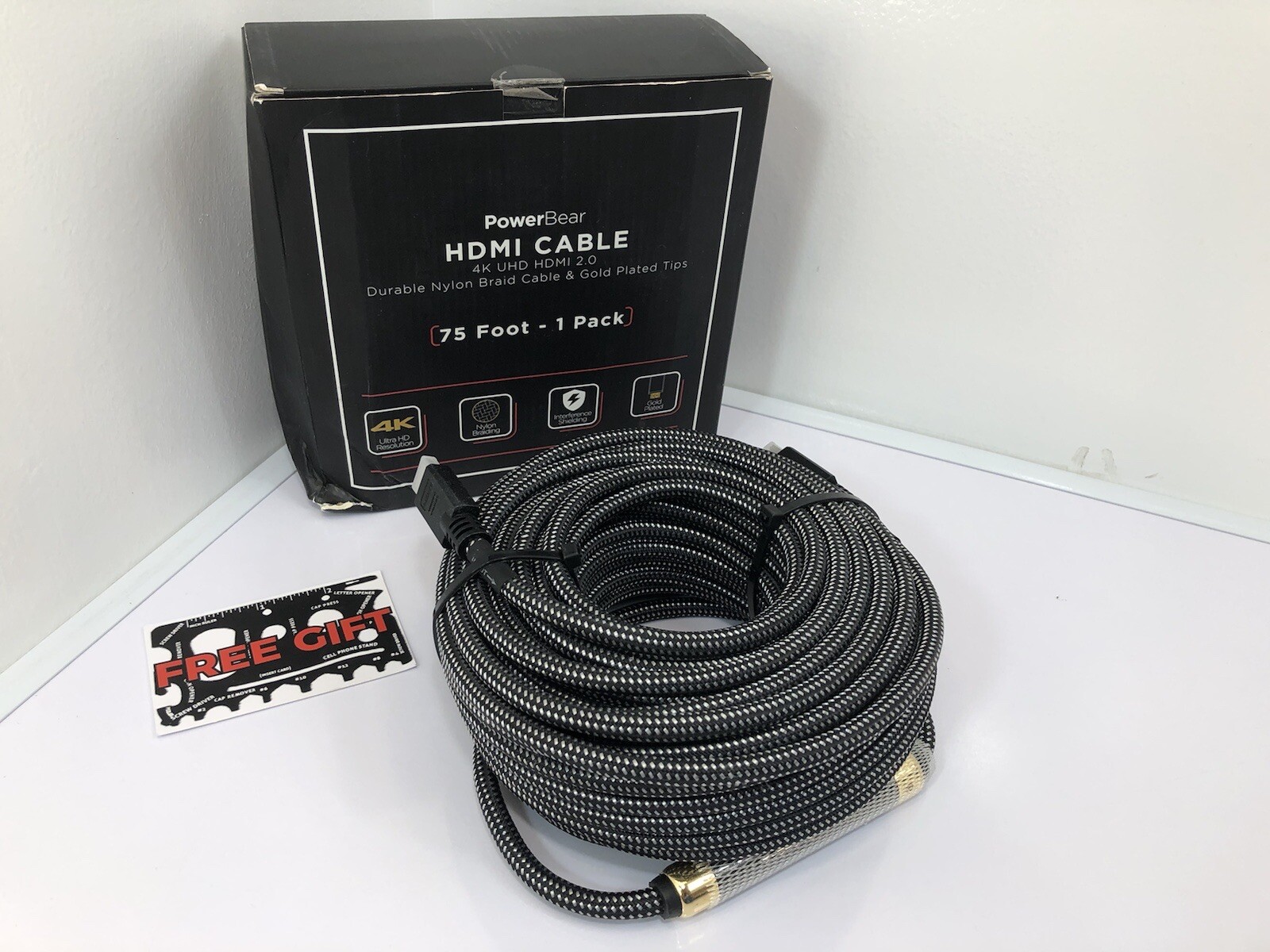 75ft PowerBear 4K HDMI 2.0 Cable with Gold Plated Tips & Nylon Braid-image