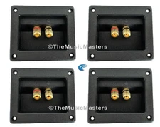 (4) Square Gold Banana Screw Terminal Cup for Car Home Audio Speaker Box Cabinet