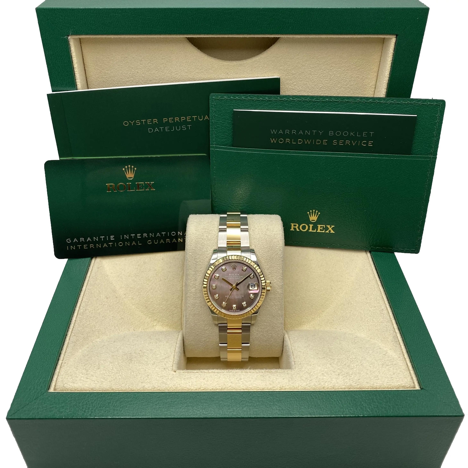 Rolex Datejust 31mm 278273 Yellow Gold Steel MOP Diamond Dial Watch B&P 2024