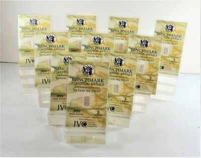 WOW 5 Grain 10 PACK SILVER BAR .999 SILVER BENCHMARK BULLION IN CERT CARD 