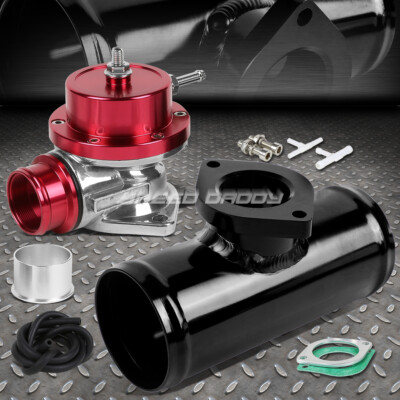 30 PSI ADJUSTABLE TURBO BLOW OFF VALVE+TYPE-S 2.5'' FLANGE PIPE ADAPTOR RED