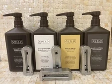Guild + Pepper Warm Oak Shampoo, Conditioner, Body Lotion, Body Wash, 4 Brackets