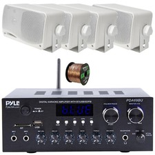 Pyle PDA69BU Bluetooth MP3 Home Receiver, 4x 3.5'' 200W Max Mini Box Speakers