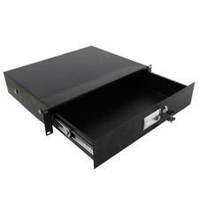 19" 2U Steel Plate DJ Drawer Equipment Cabinet with Keys Black