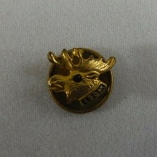 Loyal Order Of Moose w/Red Jewel Eye Screw Back Lapel Pin Made in USA