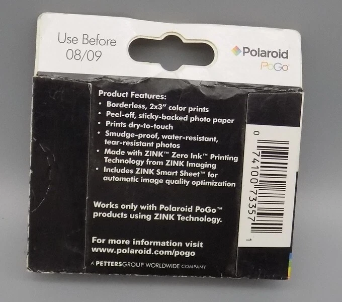 Polaroid Zink Photo Paper 30 Sheets 2x3 Inch New Old Stock Exp 08/09 POGO - Image 2 of 4