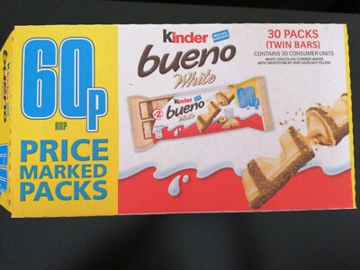 CASE OF 30 KINDER Bueno white TWIN BARS CHOCOLATE 39g