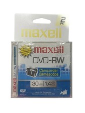 Maxell DVD-RW 30 Minute 1.4GB Camcorder 2 Pack Jewel Case NEW SEALED