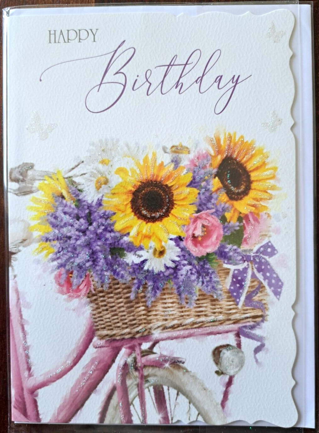 Birthday Card For Female Friend or Relative. Picture of Flowers In A Basket