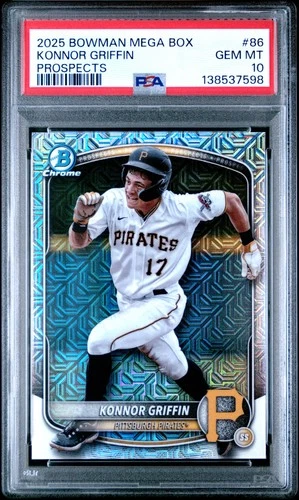 7598 Konnor Griffin 2025 Bowman Refractor Chrome Prospects Mega Box PSA 10