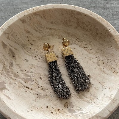 アクセサリー Charlee earring M brass Louis Vuitton Damier Charlie Drop Tassel Chain Two Tone Brass