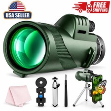 80x100 Monocular Telescope HD Waterproof with Phone Adapter for Hiking Camping