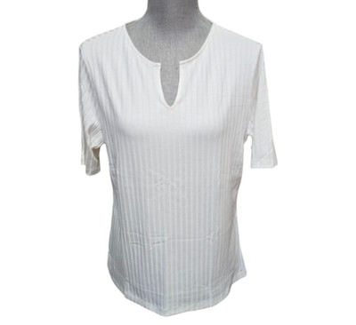 Banana Republic Women's Wide Ribbed Slip Neck Top Snow White XL NWT