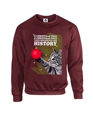 O Christmas Tree Your Ornaments Are History Weihnachtspullover Fun Xmas Katze Meme