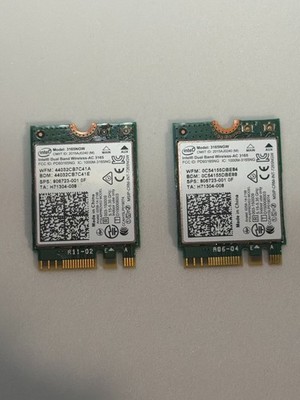 Lot of 2 Intel Dual Band Wireless-AC 3165 3165NGW M.2 NGFF WiFi Bluetooth Cards