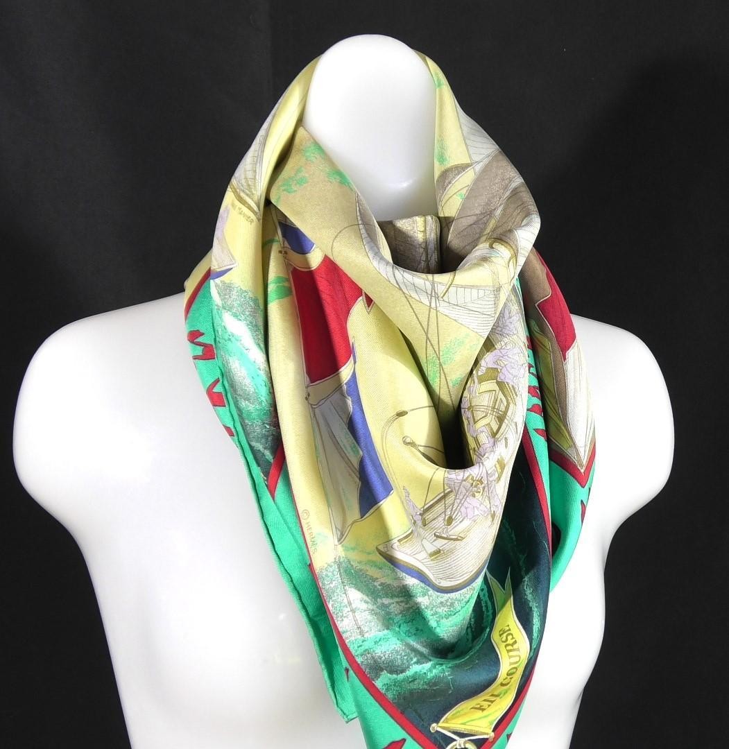 Hermes Carre 90 D393 Large Silk Scarf Japan Import