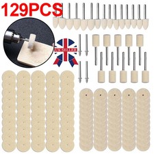 129Pcs Felt Polishing Buffing Pads Wheel Wool Plastic Rotary Kit Dremel Set UK