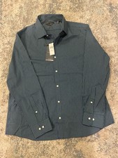 Tommy Hilfiger Long Sleeve Shirt XL Slim Fit Stretch Plaid Lagoon Blue NWT