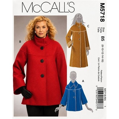 McCall's Sewing Pattern M5718 Misses Lined Coat and Jacket Sz 8-16