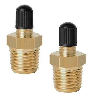 UHANBUT 2PCS Brass Air Inflator Adapters, 1/4 NPT (M) to Valve stem, Black 
