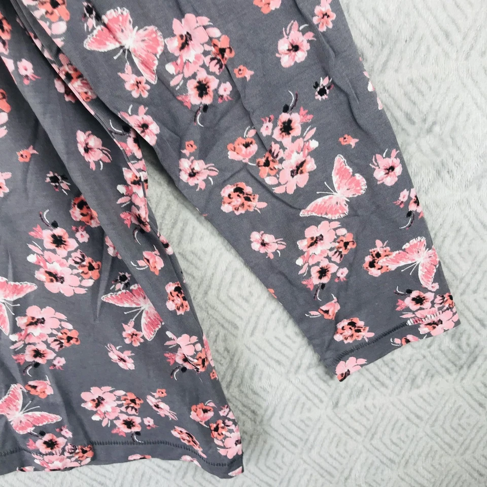 TU Haut Femme UK22/FR50 Rose Gris Motif Floral Papillon Col Rond Manches Longues - Photo 3/4
