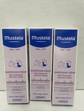 Lot Of 3- Mustela Baby Diaper Rash Cream, 3.8 oz -Exp 12/2026