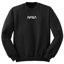 Text NASA embroidered black crewneck sweatshirt