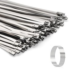 100 Pcs Stainless Steel 12 Inch Exhaust Wrap Coated Metal Locking Cable Zip Ties 100 Pcs Stainless Steel 12 Inch Exhaust Wrap Coated Metal Locking Cable Zip Ties