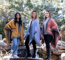 NWT- Ruana-style Wrap In Periwinkle  Gray Reversible OS Alpaca Blend