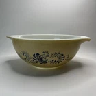 Vintage Pyrex HOMESTEAD Tan & Blue Cinderella Mixing / Nesting Bowl #403 2.5 Qt.