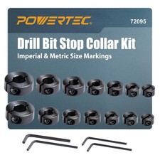 Drill Bit Stop Collar Kit with Imperial & Metric System Size Markings - 14 Pi...